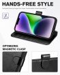 TUCCH iPhone 14 Wallet Case, iPhone 14 PU Leather Case, Folio Flip Cover with RFID Blocking, Credit Card Slots, Magnetic Clasp Closure - Full Grain Black