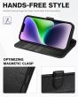TUCCH iPhone 14 Wallet Case, iPhone 14 PU Leather Case, Folio Flip Cover with RFID Blocking, Credit Card Slots, Magnetic Clasp Closure - Retro Black