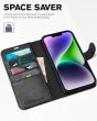 TUCCH iPhone 14 Wallet Case, iPhone 14 PU Leather Case, Folio Flip Cover with RFID Blocking, Credit Card Slots, Magnetic Clasp Closure - Retro Black