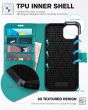 TUCCH iPhone 14 Wallet Case, iPhone 14 PU Leather Case, Folio Flip Cover with RFID Blocking, Credit Card Slots, Magnetic Clasp Closure - Full Grain Cyan