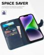 TUCCH iPhone 14 Wallet Case, iPhone 14 PU Leather Case, Folio Flip Cover with RFID Blocking, Credit Card Slots, Magnetic Clasp Closure - Blue & Lake Blue