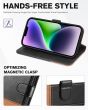 TUCCH iPhone 14 Wallet Case, iPhone 14 PU Leather Case, Folio Flip Cover with RFID Blocking, Credit Card Slots, Magnetic Clasp Closure - Black & Brown