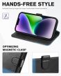TUCCH iPhone 14 Wallet Case, iPhone 14 PU Leather Case, Folio Flip Cover with RFID Blocking, Credit Card Slots, Magnetic Clasp Closure - Black & Light Blue