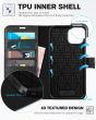 TUCCH iPhone 14 Wallet Case, iPhone 14 PU Leather Case, Folio Flip Cover with RFID Blocking, Credit Card Slots, Magnetic Clasp Closure - Black & Light Blue