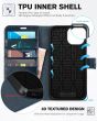 TUCCH iPhone 15 Wallet Cover, iPhone 15 PU Leather Case - Full Grain Navy Blue