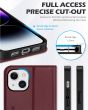 SHIELDON iPhone 15 Plus Genuine Leather Wallet Case, iPhone 15 Plus Card Holder Phone Case - Wine Red