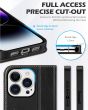 SHIELDON iPhone 15 Pro Genuine Leather Wallet Case, iPhone 15 Pro Fold Phone Case - Retro Black