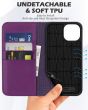 SHIELDON iPhone 15 Genuine Leather Wallet Case, iPhone 15 Phone Case - Purple