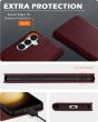 SHIELDON SAMSUNG Galaxy S23FE Wallet Case, SAMSUNG S23FE Leather Cover Flip Folio Book Case - Wine Red