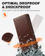 SHIELDON SAMSUNG Galaxy S23FE Wallet Case, SAMSUNG S23FE Leather Cover Flip Folio Book Case - Retro Coffee