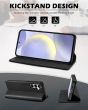SHIELDON SAMSUNG Galaxy A55 Wallet Case, SAMSUNG A55 Genuine Leather Case RFID Blocking Card Holder Magnetic Closure Kickstand Protective Book Flip Folio Cover - Black