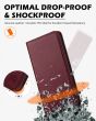 SHIELDON SAMSUNG Galaxy A55 Wallet Case, SAMSUNG A55 Genuine Leather Case RFID Blocking Card Holder Magnetic Closure Kickstand Protective Book Flip Folio Cover - Wine Red