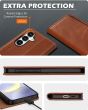 SHIELDON SAMSUNG Galaxy A55 Wallet Case, SAMSUNG A55 Genuine Leather Case RFID Blocking Card Holder Magnetic Closure Kickstand Protective Book Flip Folio Cover - Retro Brown
