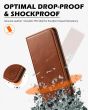 SHIELDON SAMSUNG Galaxy A55 Wallet Case, SAMSUNG A55 Genuine Leather Case RFID Blocking Card Holder Magnetic Closure Kickstand Protective Book Flip Folio Cover - Retro Brown
