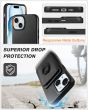 Shieldon iPhone 15 Genuine Leather case with Magnetic Card Holder, 2in1 Detachable Card Clip with Stand Metal Ring, RFID Blocking, Raised Edges, Magsafe Compatible - Black
