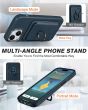 Shieldon iPhone 15 Genuine Leather case with Magnetic Card Holder, 2in1 Removable Card Clip with Stand Metal Ring, RFID Blocking, Raised Edges, Magsafe Compatible - Navy Blue