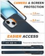 Shieldon iPhone 15 Plus Genuine Leather case, MagSafe Compatible, Raised Edges Slim Fit Non-Slip Shockproof Protective Phone Case for iPhone 15 Plus - Navy Blue
