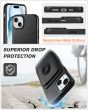 Shieldon iPhone 15 Plus Genuine Leather case with Magnetic Card Holder, 2in1 Detachable Card Clip with Stand Metal Ring, RFID Blocking, Raised Edges, Magsafe Compatible - Black
