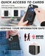 Shieldon iPhone 15 Plus Genuine Leather case with Magnetic Card Holder, 2in1 Detachable Card Clip with Stand Metal Ring, RFID Blocking, Raised Edges, Magsafe Compatible - Black