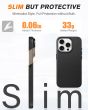 Shieldon iPhone 15 Pro Genuine Leather case, MagSafe Compatible, Raised Edges, Slim Fit Non-Slip Shockproof Protective Phone Case for iPhone 15 Pro - Black