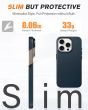 Shieldon iPhone 15 Pro Genuine Leather case, MagSafe Compatible, Raised Edges, Slim Fit Non-Slip Shockproof Protective Phone Case for iPhone 15 Pro - Navy Blue