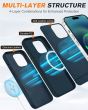 Shieldon iPhone 15 Pro Genuine Leather case, MagSafe Compatible, Raised Edges, Slim Fit Non-Slip Shockproof Protective Phone Case for iPhone 15 Pro - Navy Blue