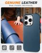 Shieldon iPhone 15 Pro Genuine Leather case, MagSafe Compatible, Raised Edges, Slim Fit Non-Slip Shockproof Protective Phone Case for iPhone 15 Pro - Royal Blue