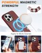 Shieldon iPhone 15 Pro Genuine Leather case, MagSafe Compatible, Raised Edges, Slim Fit Non-Slip Shockproof Protective Phone Case for iPhone 15 Pro - Wine Red