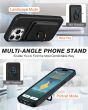 Shieldon iPhone 15 Pro Max Genuine Leather case with Magnetic Card Holder, 2in1 Detachable Card Clip with Stand Metal Ring, RFID Blocking, Raised Edges, Magsafe Compatible - Black