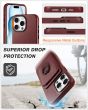 Shieldon iPhone 15 Pro Max Genuine Leather case with Magnetic Card Holder, 2in1 Detachable Card Clip with Stand Metal Ring, RFID Blocking, Raised Edges, Magsafe Compatible - Wine Red