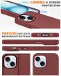 SHIELDON iPhone 15 Magnetic Detachable Leather Case, iPhone 15 MagSafe & Wireless Charging Compatible Case - Wine Red