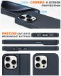 SHIELDON iPhone 15 Pro Max Magnetic Detachable Leather Case, iPhone 15 Pro Max Flip Case, Qi Wireless Charging Compatible - Navy Blue