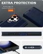 SHIELDON SAMSUNG Galaxy S23 Ultra Wallet Case, SAMSUNG S23 Ultra Leather Cover Flip Folio Book Case - Dark Blue - Retro