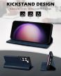 SHIELDON SAMSUNG Galaxy S23 Wallet Case, SAMSUNG S23 Leather Cover Flip Folio Book Case - Navy Blue