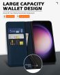 SHIELDON SAMSUNG Galaxy S23 Wallet Case, SAMSUNG S23 Leather Cover Flip Folio Book Case - Navy Blue