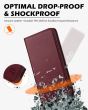 SHIELDON SAMSUNG Galaxy S24 Genuine Leather Wallet Case, SAMSUNG S24 Flip Case Folio Book Magnet Cover - Wine Red