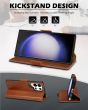 SHIELDON SAMSUNG Galaxy S24 Ultra Wallet Case, SAMSUNG S24 Ultra Leather Cover Flip Folio Book Case - Brown - Retro