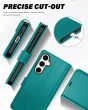 TUCCH SAMSUNG GALAXY A55 Wallet Case, SAMSUNG A55 Leather Case Folio Cover - Full Grain Cyan