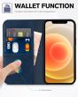TUCCH iPhone 12 Wallet Case, iPhone 12 Pro Wallet Case, Flip Cover with Stand, Credit Card Slots, Magnetic Closure for iPhone 12 / Pro 6.1-inch 5G - Blue&Brown