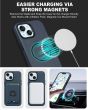 TUCCH iPhone 15 Plus Magnetic Phone Case with Removable Card Holder, Magsafe Compatible Shockproof PU Protective Case with Raised Edges - Blue