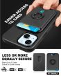 TUCCH iPhone 15 Plus Magnetic Phone Case with Removable Card Holder, Magsafe Compatible Shockproof PU Protective Case with Raised Edges - Black