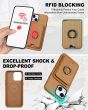 TUCCH Magnetic Case with Removable Wallet Card Holder for iPhone 15, Magsafe Compatible, Raise Edges Protective Case with Finger Grip Stand and RIFD Blocking for Regular iPhone 15 - Brown