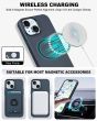TUCCH iPhone 15 Plus Magnetic PU Leather Case, Magsafe Compatible Slim Shockproof Protective Case with Raised Edges - Blue