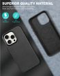 TUCCH iPhone 15 Pro Magnetic PU Leather Case, Magsafe Compatible Shockproof Protective Case with Raised Edges - Black