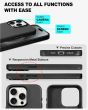 TUCCH iPhone 15 Pro Magnetic PU Leather Case, Magsafe Compatible Shockproof Protective Case with Raised Edges - Black