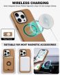 TUCCH iPhone 15 Pro Magnetic PU Leather Case, Magsafe Compatible Shockproof Protective Case with Raised Edges - Brown