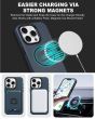 TUCCH iPhone 15 Pro Magnetic Phone Case with Removable Card Holder, Magsafe Compatible and Raised Edges for Screen and Camera Protection - Blue