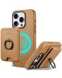 TUCCH iPhone 15 Pro Magnetic Phone Case with Removable Card Holder, Magsafe Compatible and Raised Edges for Screen and Camera Protection - Brown