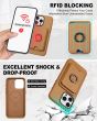 TUCCH iPhone 15 Pro Magnetic Phone Case with Removable Card Holder, Magsafe Compatible and Raised Edges for Screen and Camera Protection - Brown