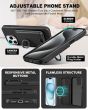 TUCCH iPhone 15 Pro Max Magnetic PU Leather Case with Removable Card Holder, Stand Metal Ring, Magsafe Compatible Shockproof PU Protective Case with Raised Edges - Black